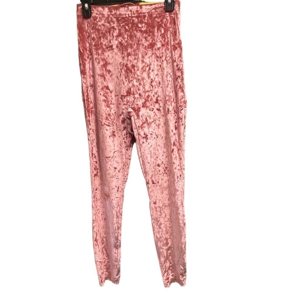 Yitty Plusshy High Waist Shaping Leggings Size Large Pink Velour Velvet